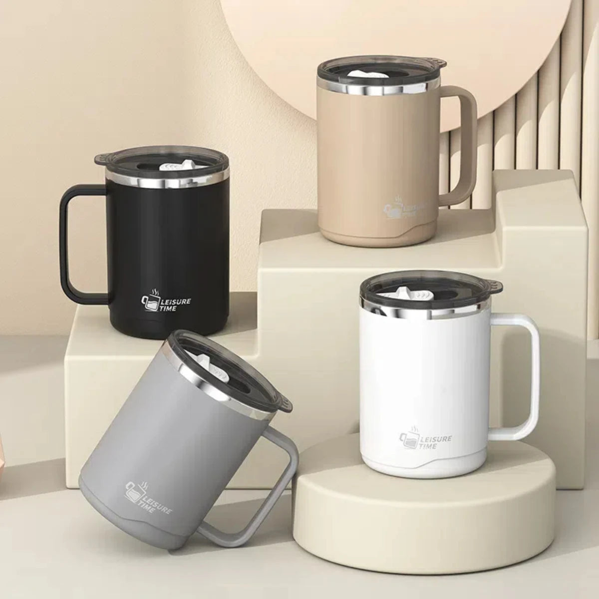 Insulated Coffee Mug with Handle – 500ml Stainless Steel Travel Cup