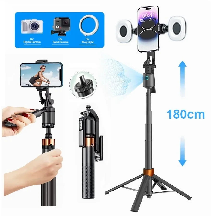 Selfie Stick Tripod 180cm with Face Tracking & 360° Gimbal Stabilizer