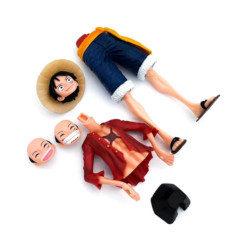 28CM One Piece Luffy Three Face Changing Action Figure