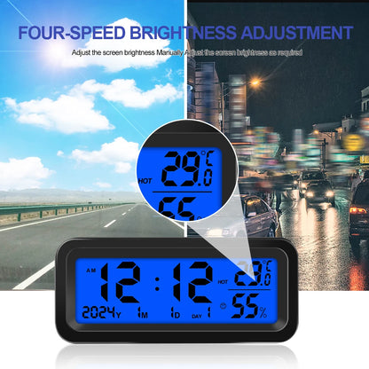 Car Dashboard Clock – LED Digital Display with Thermometer & Hygrometer