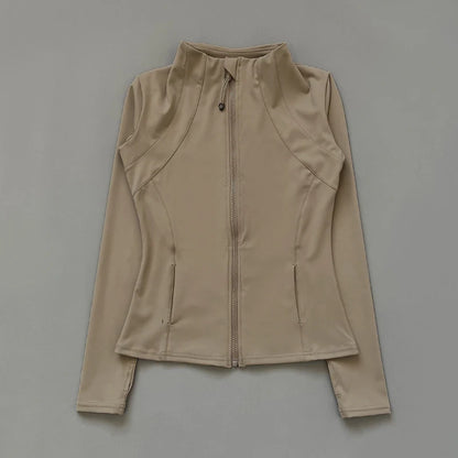 Women's Zip-Up Athletic Jacket – Slim Fit Running Sports Coat