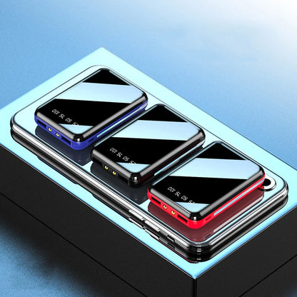 Mini Power Bank with Mirror Screen & LED Display – 10000mAh / 20000mAh Portable Charger