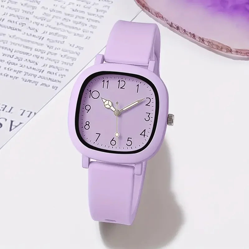 Women's Silicone Band Quartz Watch Set – Casual Style