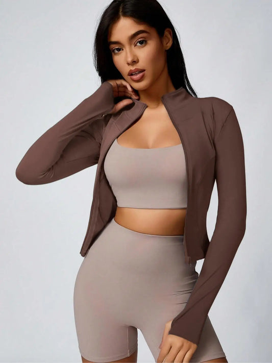 Women's Slim Fit Full-Zip Athletic Jacket – Quick Dry