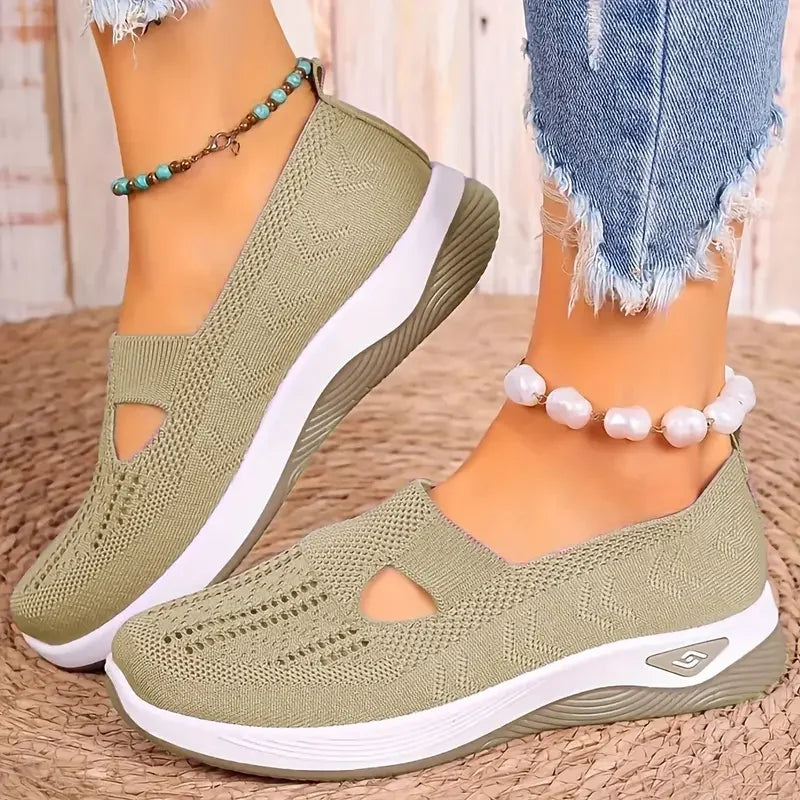 Women's Breathable Slip-On Sneakers – Lightweight Casual Walking Shoes