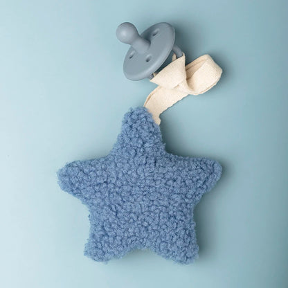 Sherpa Pacifier Clip Star Moon Baby Dummy Holder
