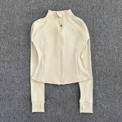 Women's Athletic Running Jacket – Slim Fit Zip-Up Sports Coat