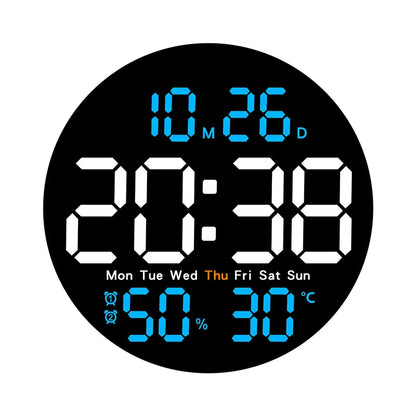 10-Inch Digital Wall Clock with Temperature, Humidity & 2 Alarms
