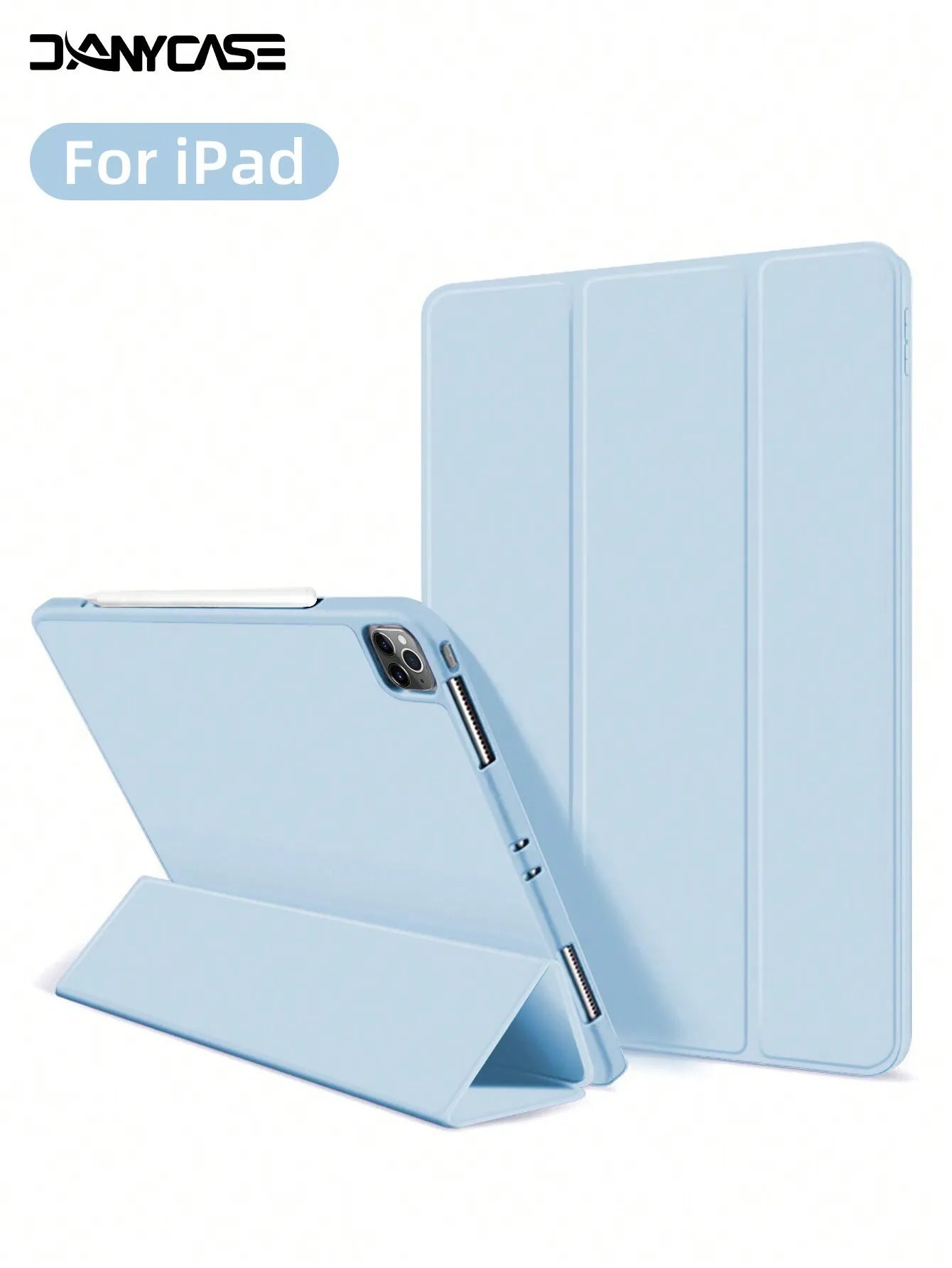 iPad Case with Pencil Slot - Soft Silicone Trifold Smart Cover