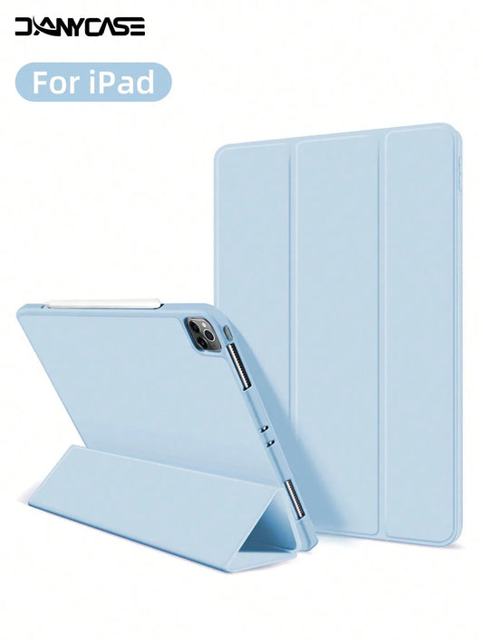iPad Case with Pencil Slot - Soft Silicone Trifold Smart Cover