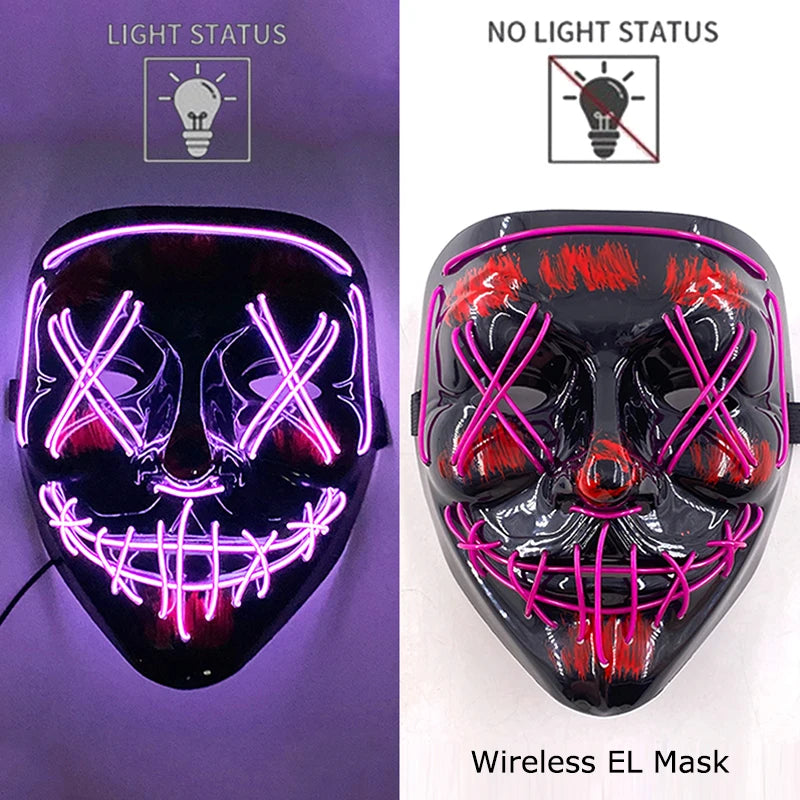 LED Purge Mask – Neon Glow Halloween Cosplay Mask
