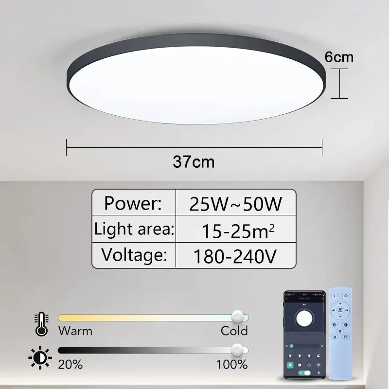 Smart LED Ceiling Light Dimmable | App & Remote Control