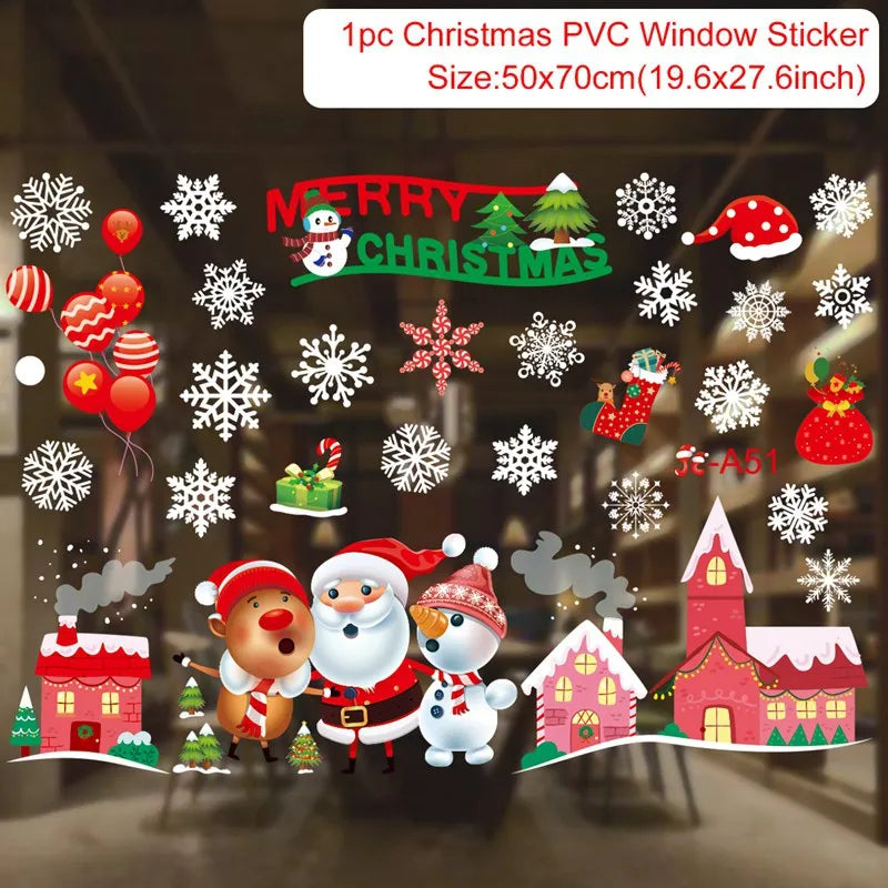 Christmas PVC Window Stickers – Festive Wall Decals for Home Decor