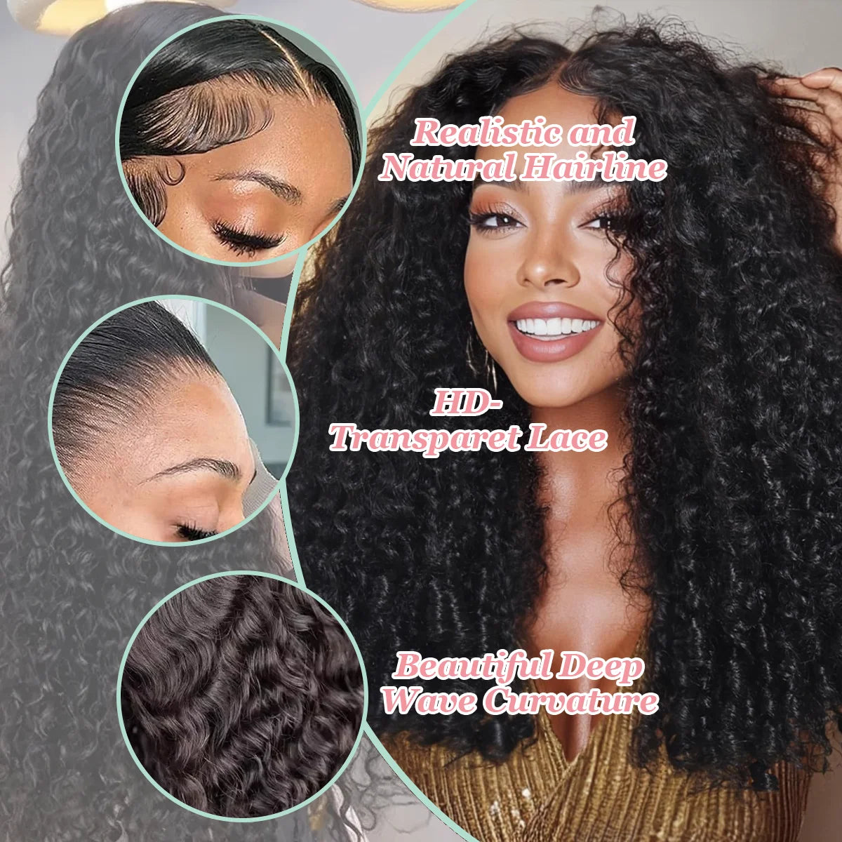 13x4 HD Lace Frontal Wig Human Hair Natural Black 180% 200% Density
