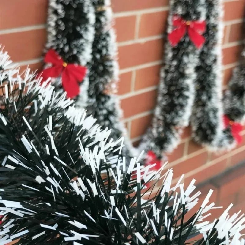 Christmas Tinsel Garland with Bows – 2m Ribbon Decoration