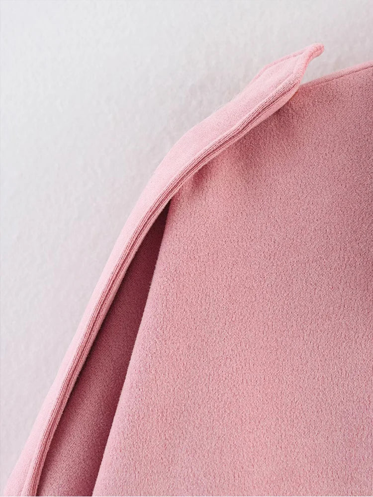 Women's Oversized Suede Bomber Jacket – Long Sleeve Zip-Up Streetwear Coat