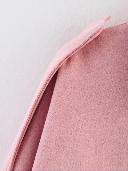Women's Oversized Suede Bomber Jacket – Long Sleeve Zip-Up Streetwear Coat