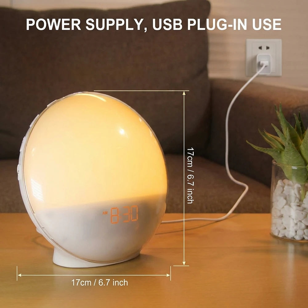 Sunrise Wake-Up Light Alarm Clock with FM Radio & 7 Colors