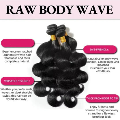 Body Wave Human Hair Bundles – Brazilian Virgin Remy Hair 10–42 Inch Natural Black