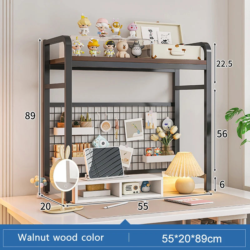 Multi-Layer Desktop Bookshelf with Wrought Iron Frame