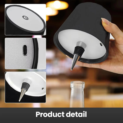 Wireless Bottle Lamp – Touch Control, 3-Color Stepless Dimming for Bar & Restaurant
