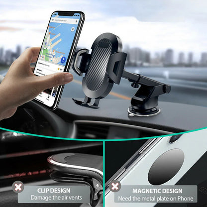 360° Car Phone Mount with Suction Cup & Retractable Arm