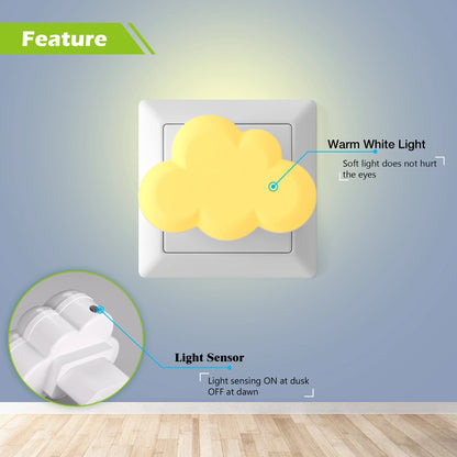 Cloud Shape LED Night Light with Auto Sensor – Plug-In Kids Lamp