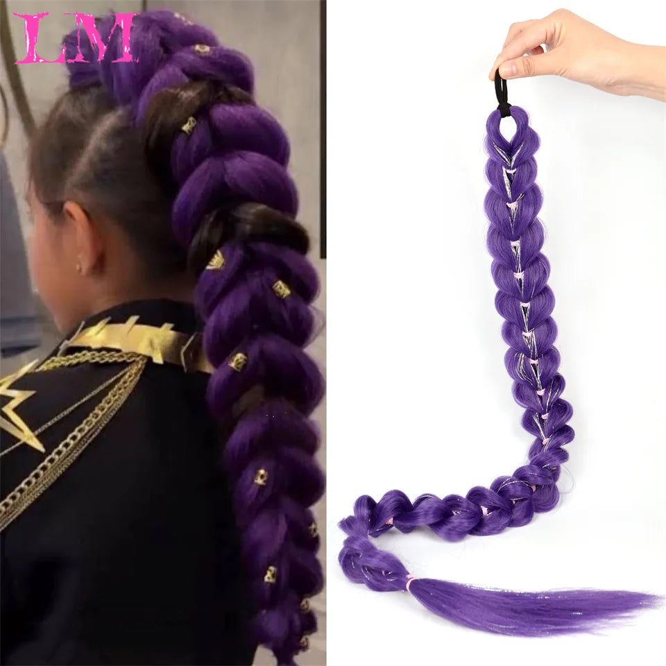 Jumbo Braid Ponytail Hair Extension 32 Inch – Synthetic Long Braiding Hair for Cosplay & Party