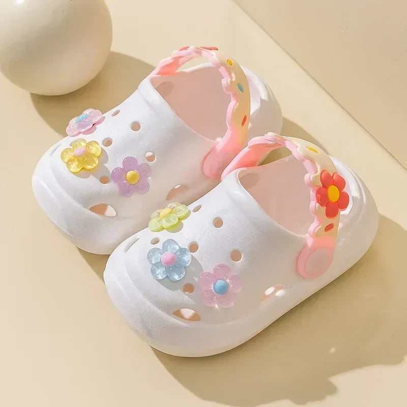 Kids Flower Clog Sandals – Anti-Slip Soft Sole Summer Shoes for Girls