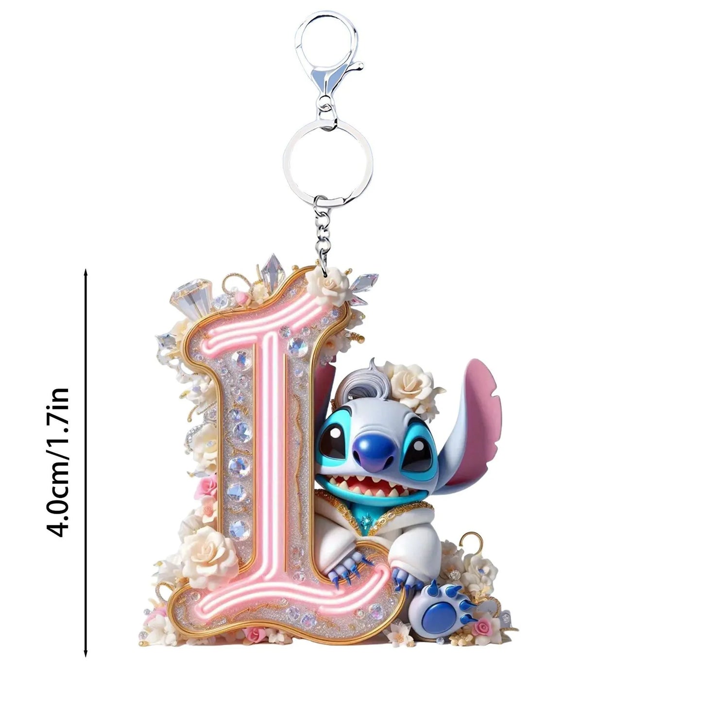 Stitch Letter Keychain – Acrylic Initial Pendant A–Z