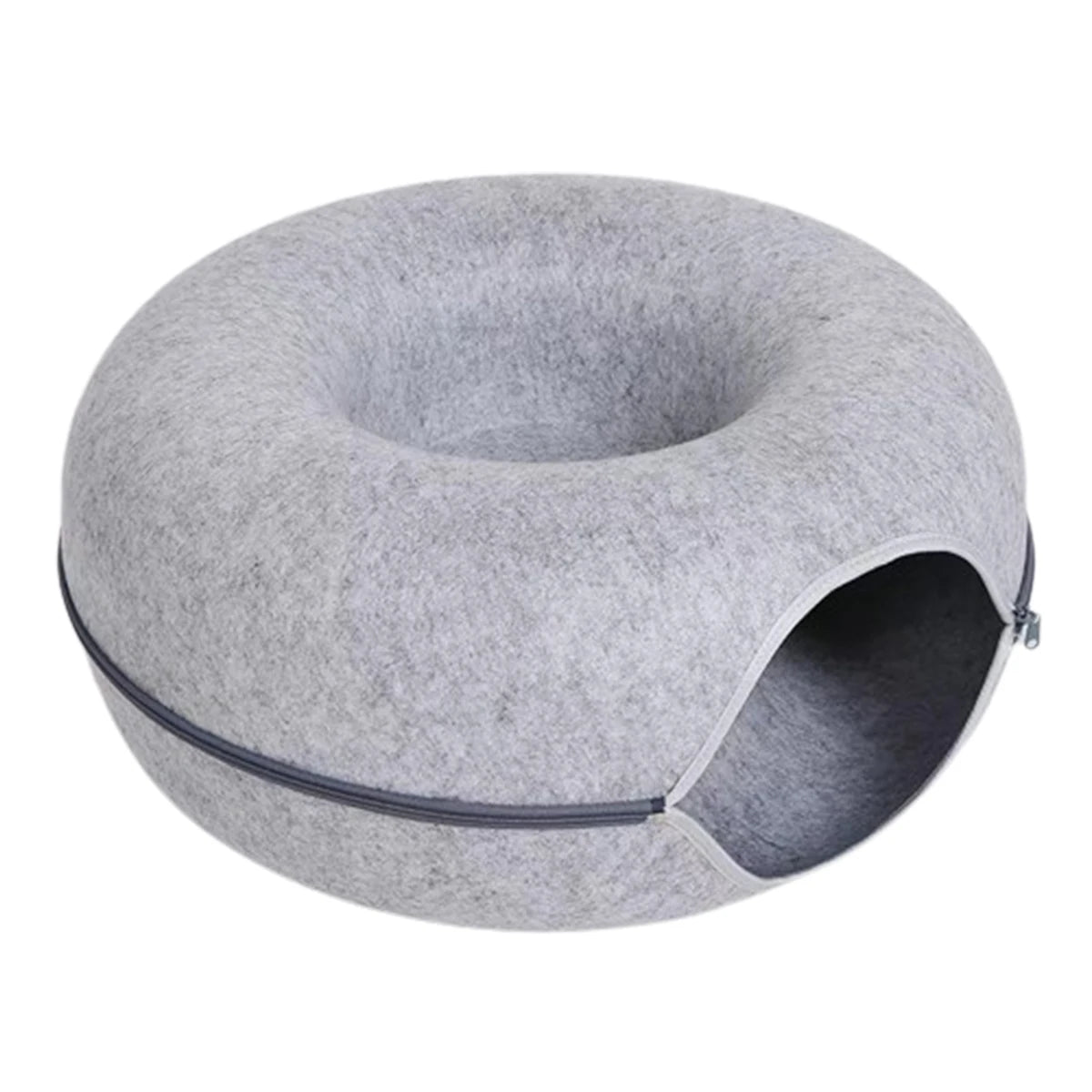 Cat Tunnel Bed – Round Felt Donut House with Scratcher