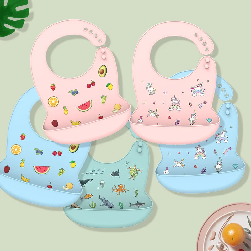 Silicone Baby Bib with Food Catcher – Waterproof & Soft