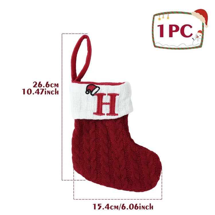 Christmas Alphabet Knit Stocking Ornament – 26 Letters