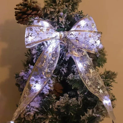 Christmas Ribbon Fairy Lights – DIY Bow String Tree Ornaments