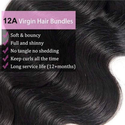 Body Wave Human Hair Bundles – Brazilian Virgin Remy Hair 10–42 Inch Natural Black