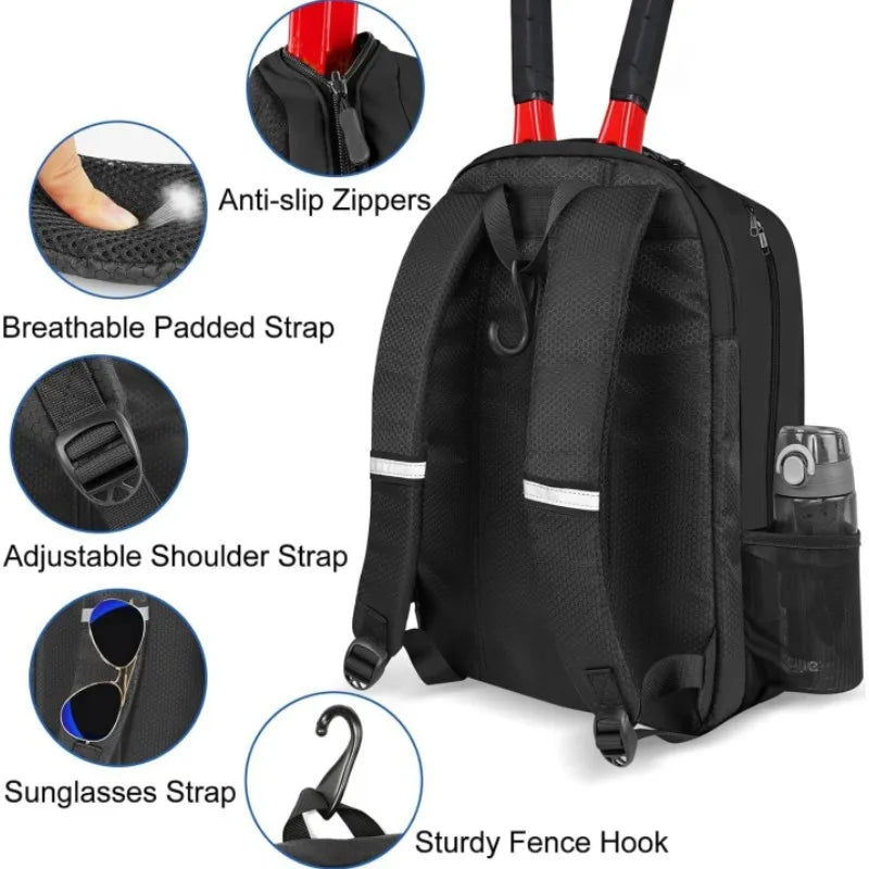 Tennis & Sports Backpack with Shoe Compartment for Men & Women