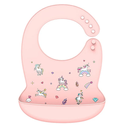 Silicone Baby Bib with Food Catcher – Waterproof & Soft
