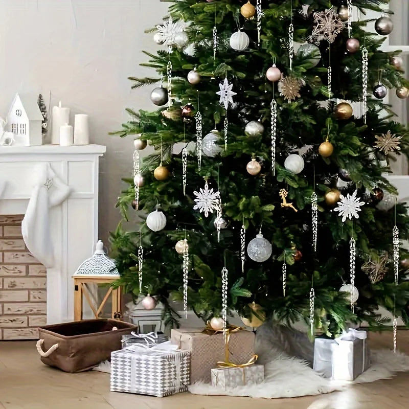 Crystal Clear Acrylic Icicle Christmas Tree Ornaments
