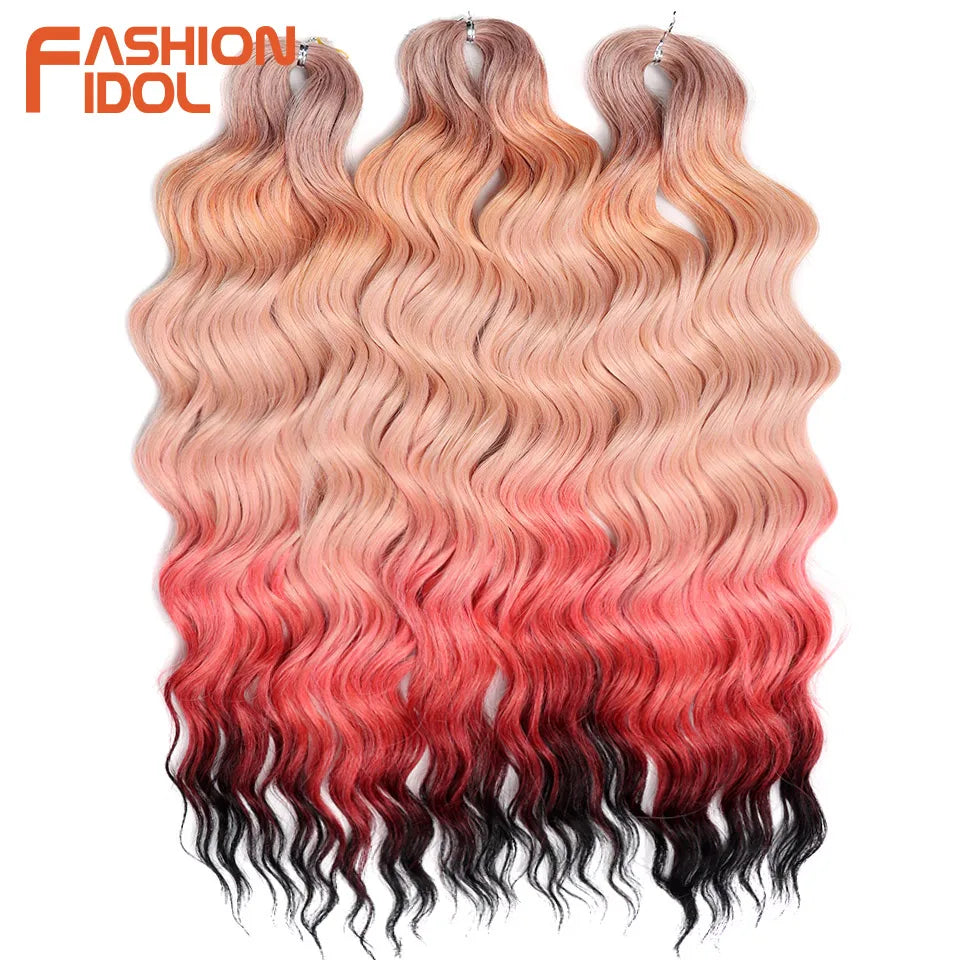 Deep Wave Braiding Hair Extensions 24 Inch – Synthetic Water Wave Crochet Hair