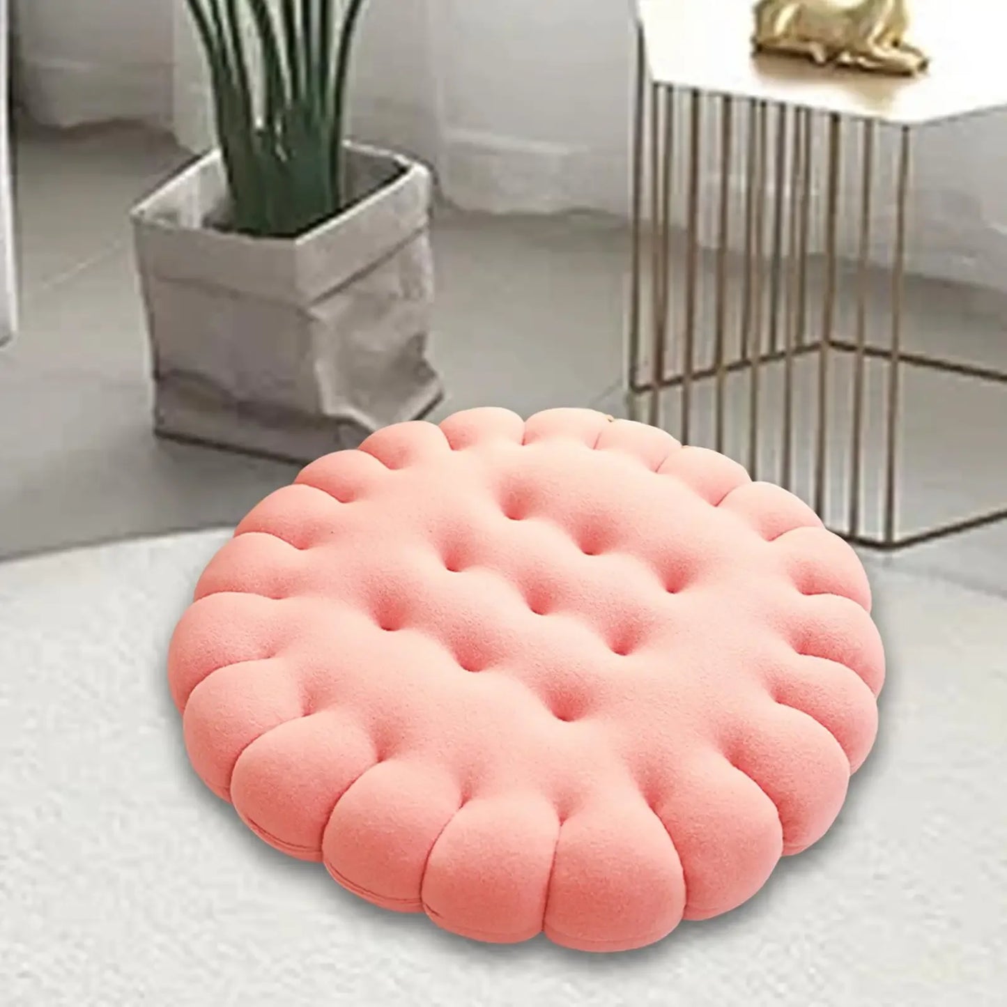 Biscuit Shape Seat Cushion – Cute Soft Thick Floor Pillow for Home & Balcony