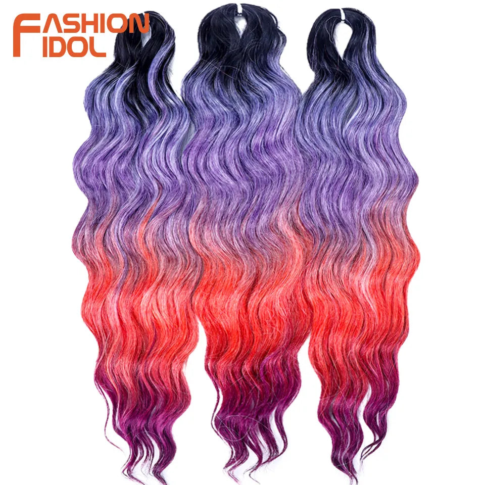 Deep Wave Braiding Hair Extensions 24 Inch – Synthetic Water Wave Crochet Hair
