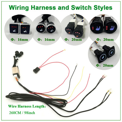 Car Seat Heater Kit Universal 12V 100W Carbon Fiber Pads for 2 Seats