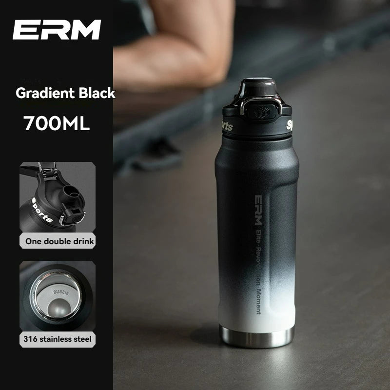 Insulated Sports Water Bottle Stainless Steel Double Wall with Handle
