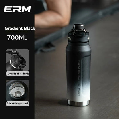 Insulated Sports Water Bottle Stainless Steel Double Wall with Handle