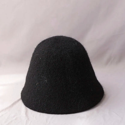 Wool Felt Bucket Hat for Women – Vintage Knit Winter Cap