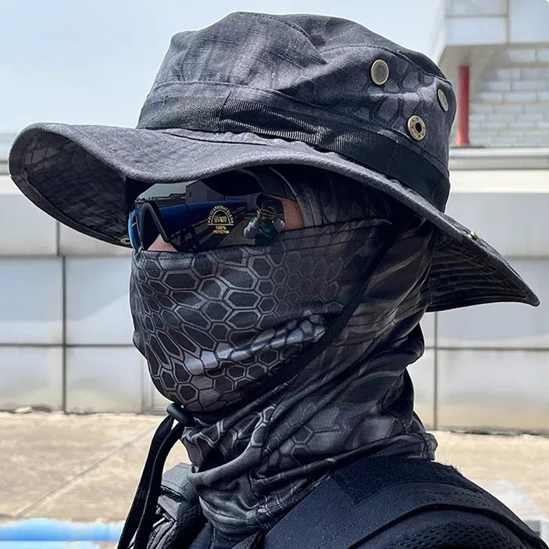 Boonie Hat with Face Cover – Wide Brim Tactical Sun Hat