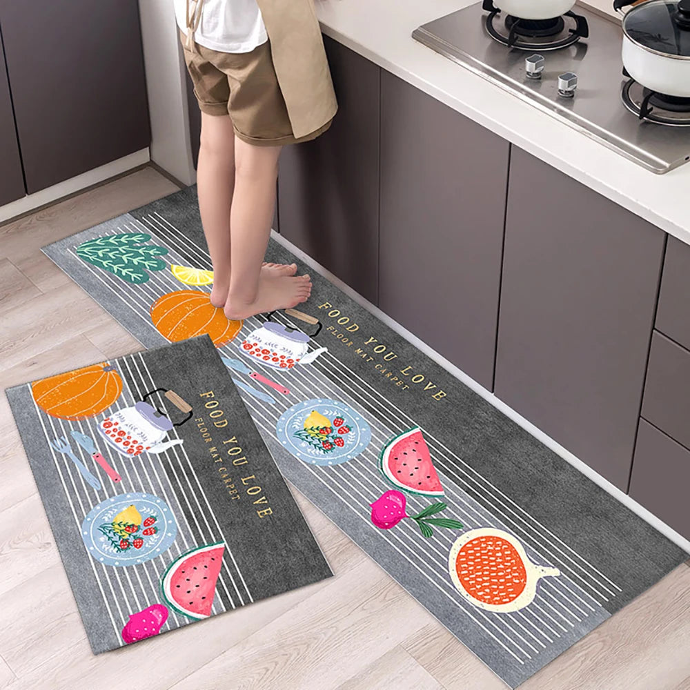 Non-Slip Kitchen Mat Set – Crystal Velvet Absorbent Rugs for Kitchen & Bathroom