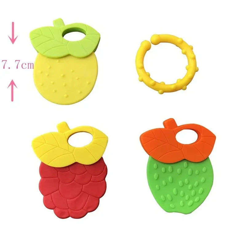 Baby Silicone Teether Toy - Fruit Shape Rattle for Newborns