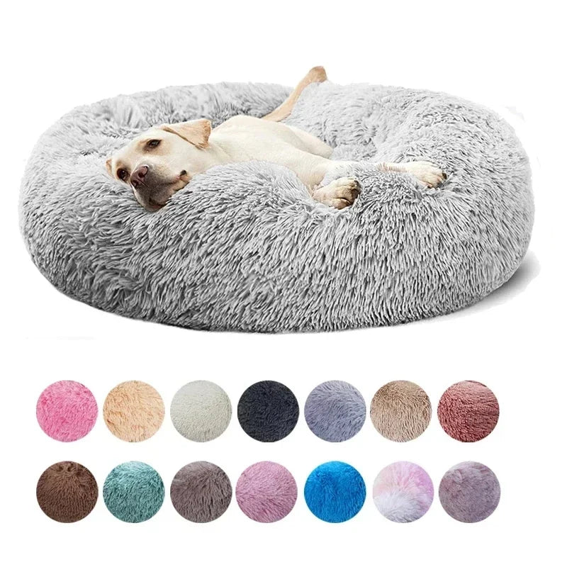 Calming Donut Cat Bed – Super Soft Plush Washable Pet Sleeping Cushion