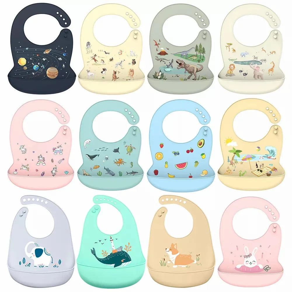 Silicone Baby Bib with Food Catcher – Waterproof & Soft